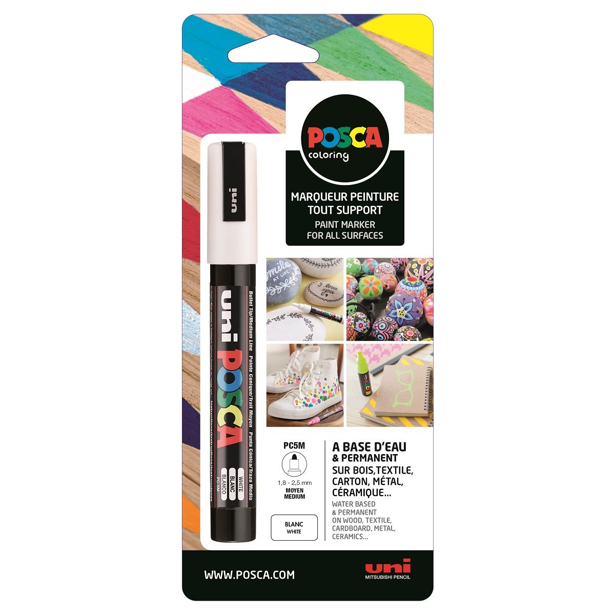 Uni Marqueur indélébile POSCA 0.9-1.3 mm Blanc