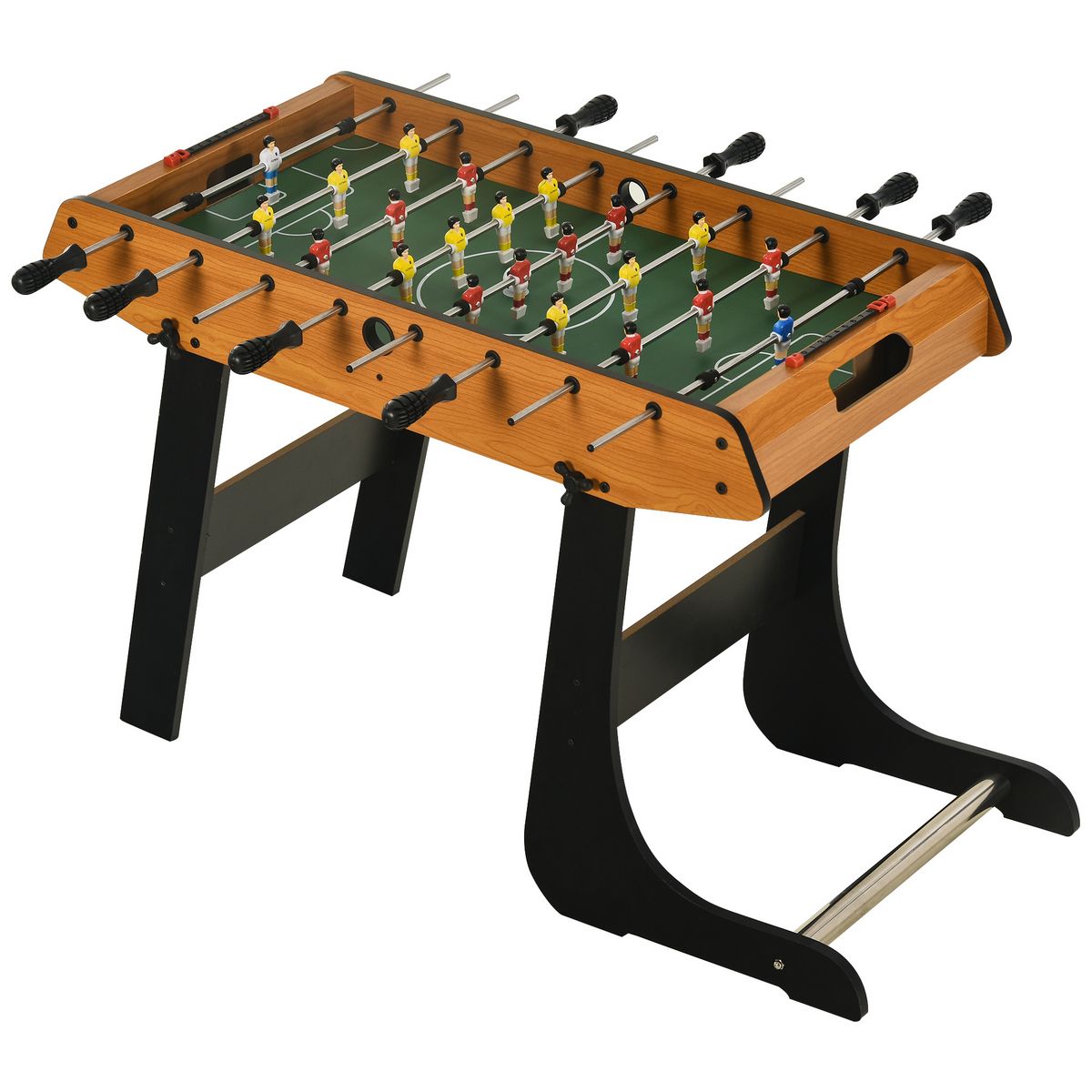 HOMCOM Baby-foot table de Babyfoot pliable dim. 98L x 42l x 62H cm 2 balles fournies MDF imitation bois et noir