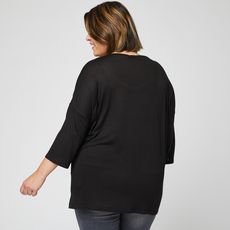 IN EXTENSO T-shirt manches 3/4 noir grande taille femme (Noir)