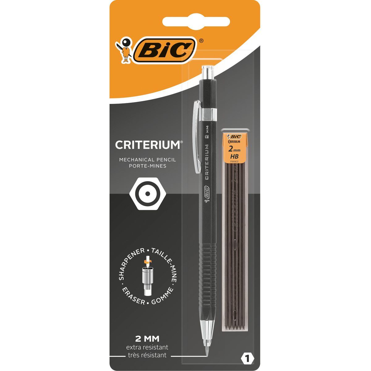 BIC Porte-mines 0,5 mm HB noir CRITERIUM (lot de 1 + étui de 12 mines) pas  cher 