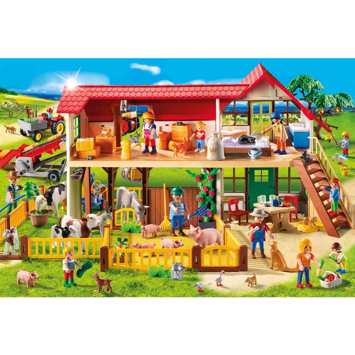 Schmidt Puzzle 100 pièces : La Ferme : Playmobil pas cher 