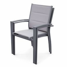 Alice's Garden Lot de 2 fauteuils - Chicago - En aluminium  et textilène, empilables (Gris clair)