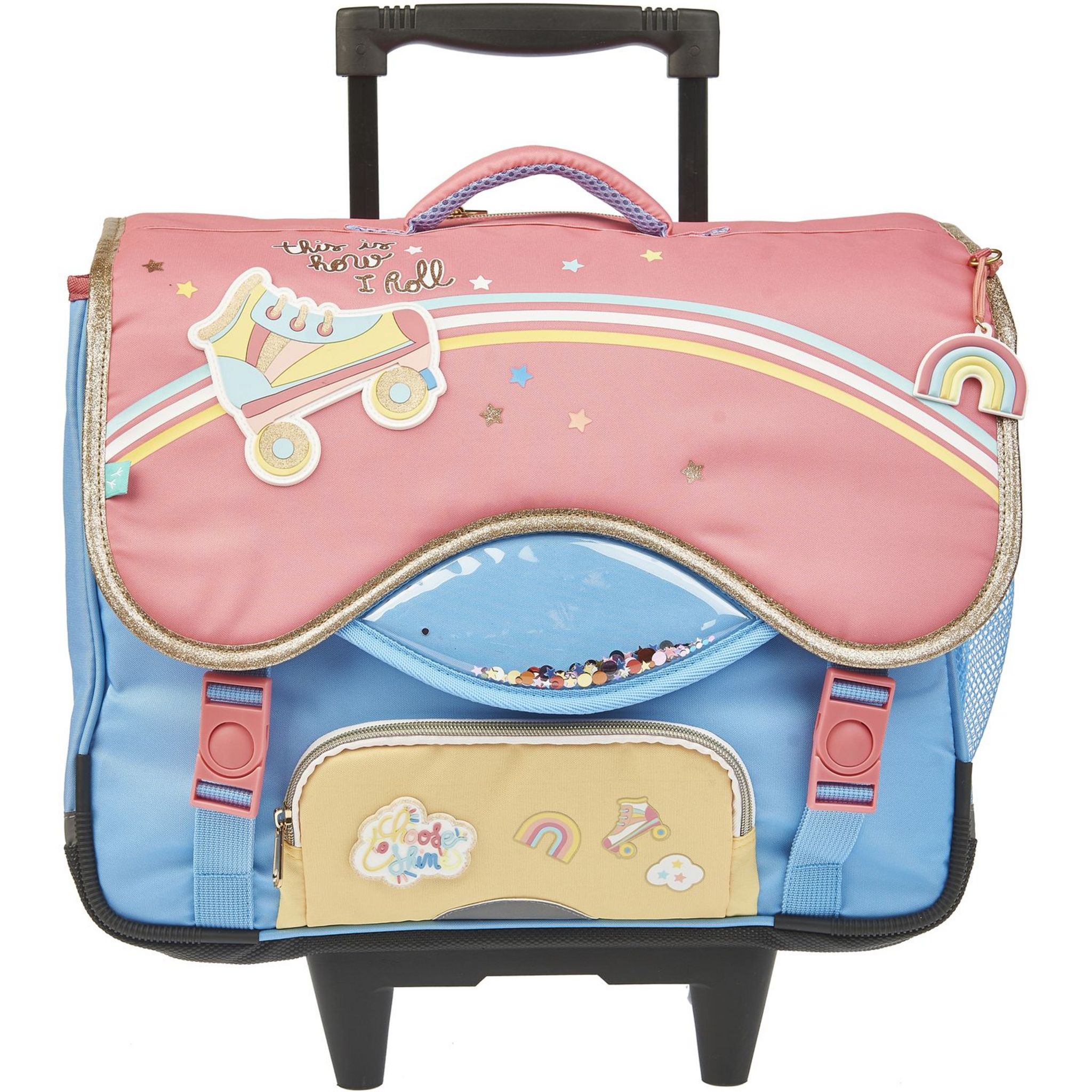 Cartable roulettes rose et bleu ARC EN CIEL