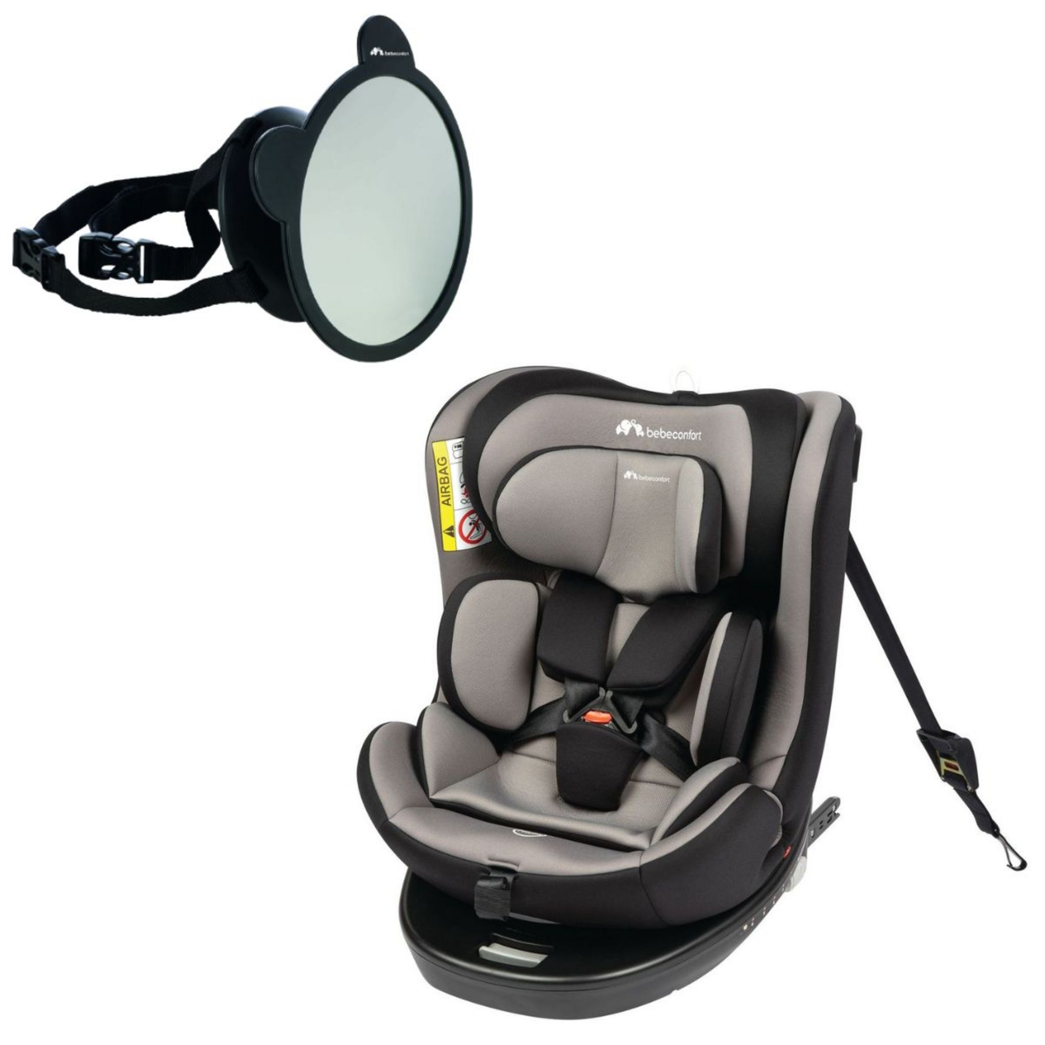 Bebe Confort Siège auto Evolvefix i-Size Gray Mist 40-150cm + rétroviseur  arrière noir pas cher 