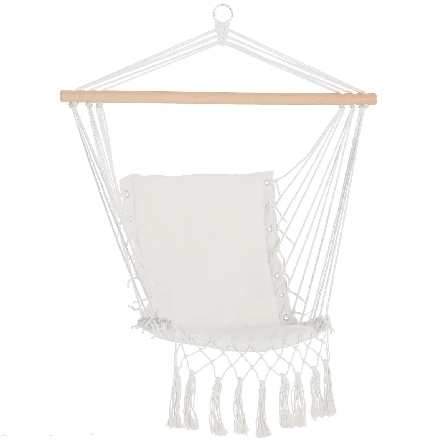 Decoris - Chaise Hamac suspendue Écru Poly Coton Ø.82 x H.123 cm