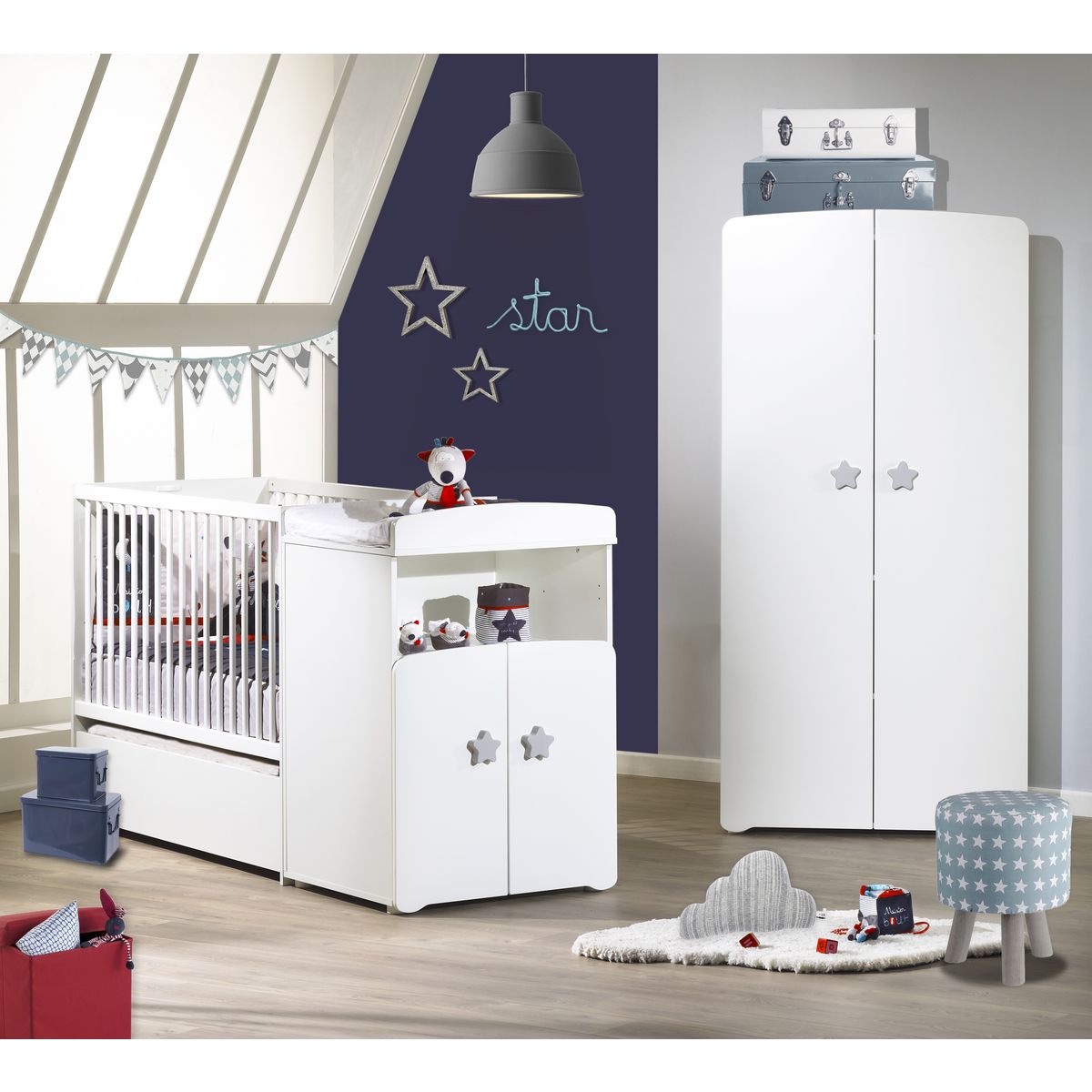 Lit bébé combiné évolutif en basic babyprice 1P102 - Conforama