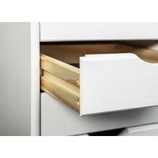 Caisson de bureau en bois massif sur roulettes 6 tiroirs ULLI (Blanc)