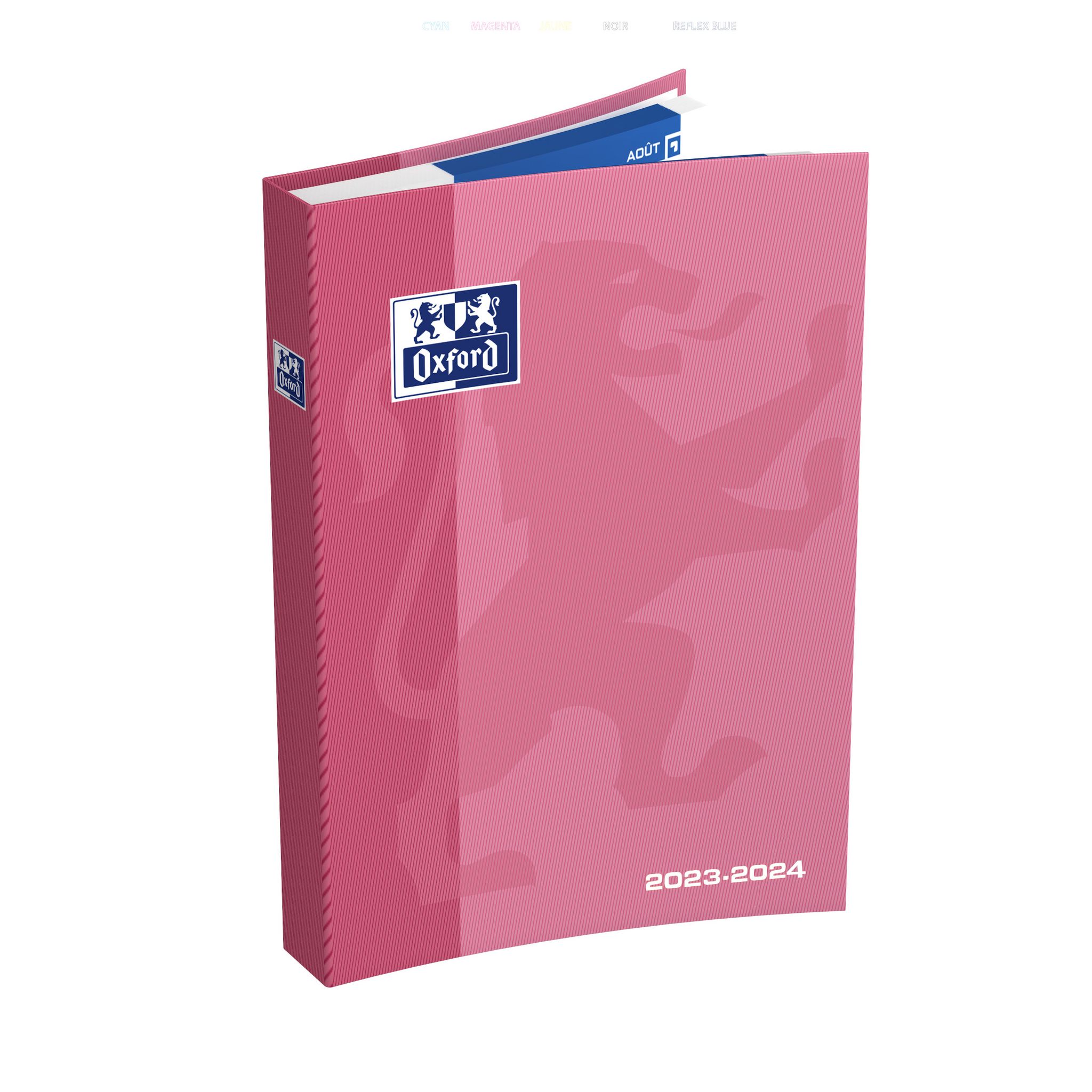 OXFORD Agenda scolaire journalier à spirale 12x18cm Soft Touch rose 2023- 2024 pas cher 