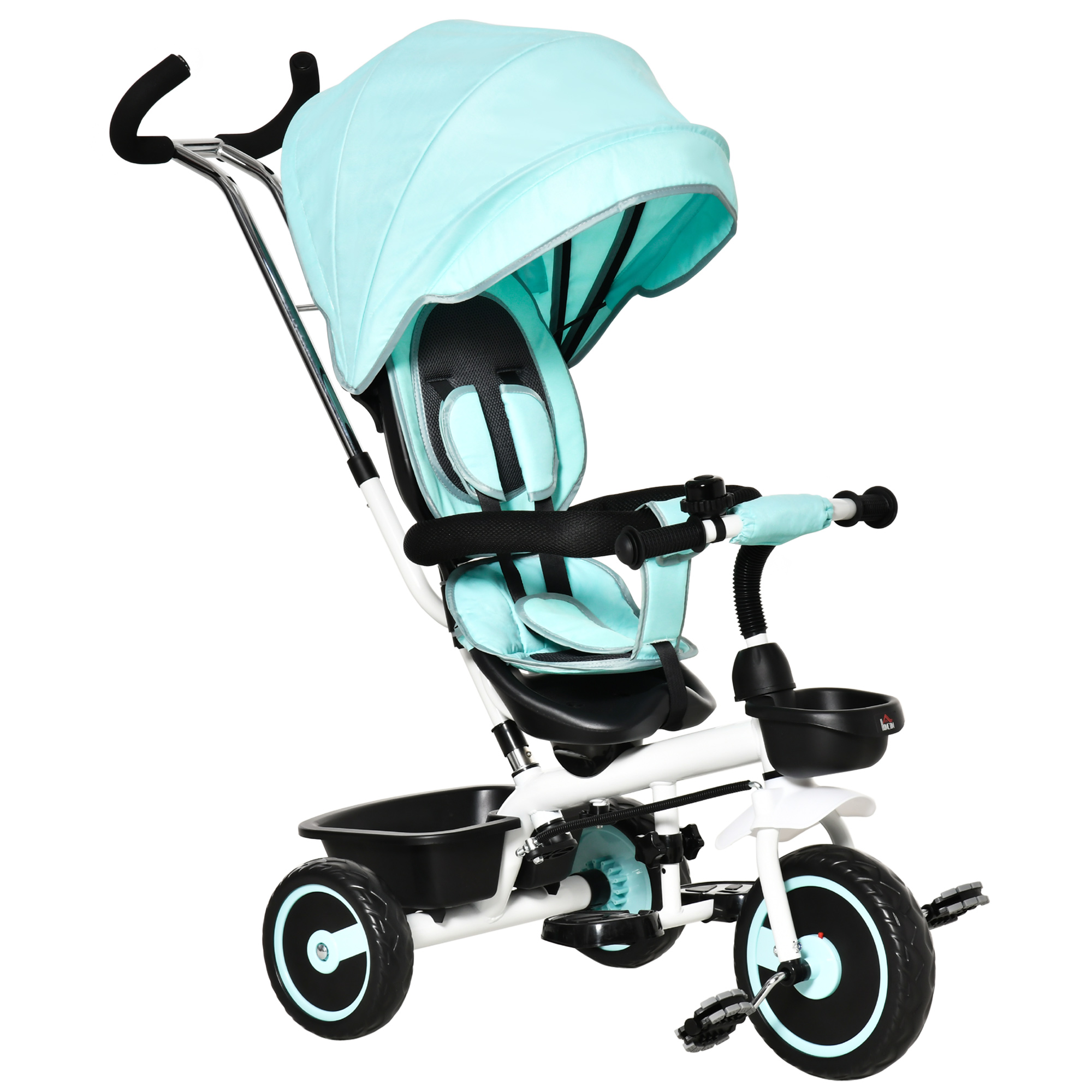 Homcom - Tricycle enfant évolutif 4 en 1 - tricycle à pousser, tricycle  simple, draisienne, vélo - canne télescopique - guidon pliable - alu. rouge  PP noir