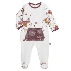 Petit Béguin Pyjama bébé en velours contenant du coton bio Amaya (Ecru)