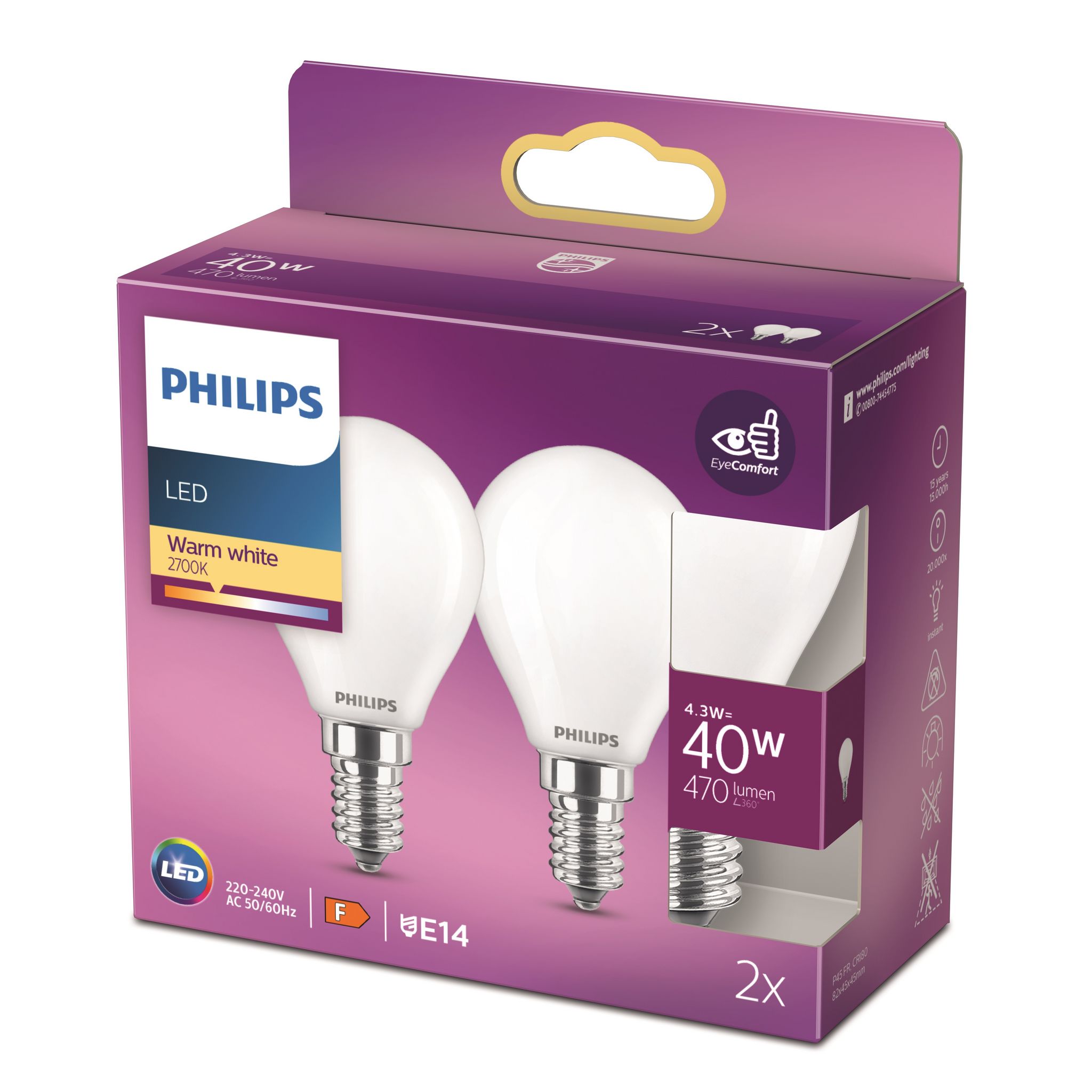 AUCHAN Auchan Ampoule led E14 mini sphéres 40w cool light 470 lumen x1 470  lumen 1 pièce pas cher 