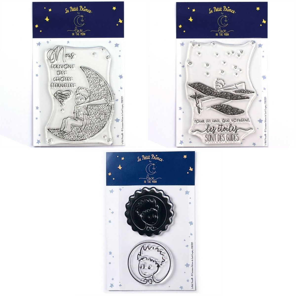 Youdoit 4 Tampons transparents Le Petit Prince Ciel et la Lune + son Avion + Portraits