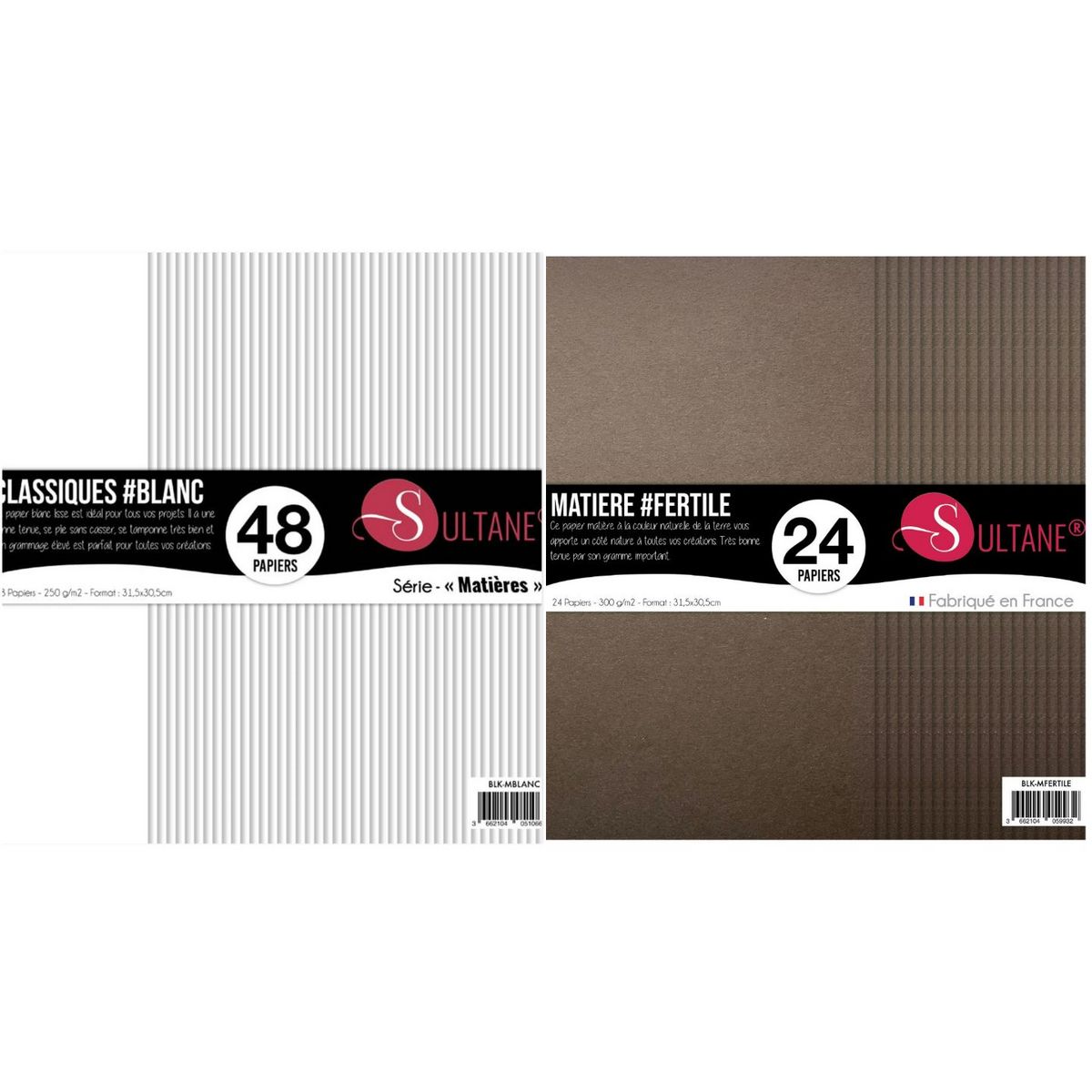 Youdoit 72 papiers Scrapbooking Blanc + Marron - 300g/ m²