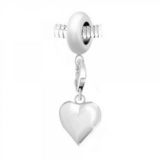 Charm perle SC Crystal en acier avec pendentif coeur