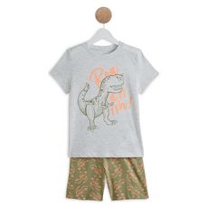 IN EXTENSO Pyjashort dinosaure garçon (gris chiné)
