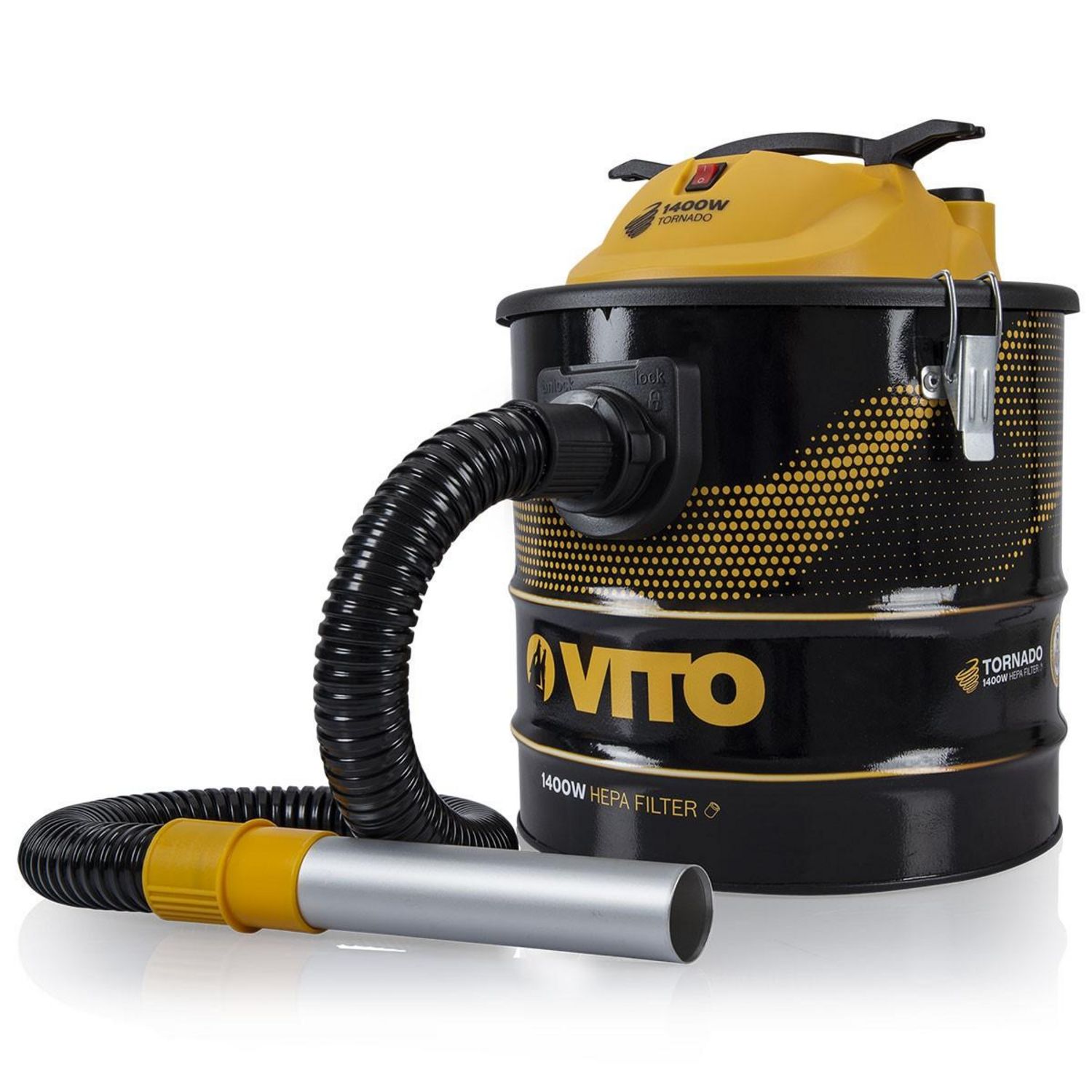 VITO Pro-Power Aspirateur de cendres TORNADO 1400W 18L VITO Filtre HEPA  Cendres Jusqu'à 50°C Souffleur Système Auto nettoyage du filtre pas cher 