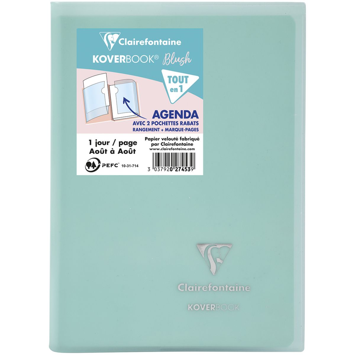 CLAIREFONTAINE Agenda scolaire journalier à rabats Koverbook 12x17cm rouge  2023-2024 pas cher 