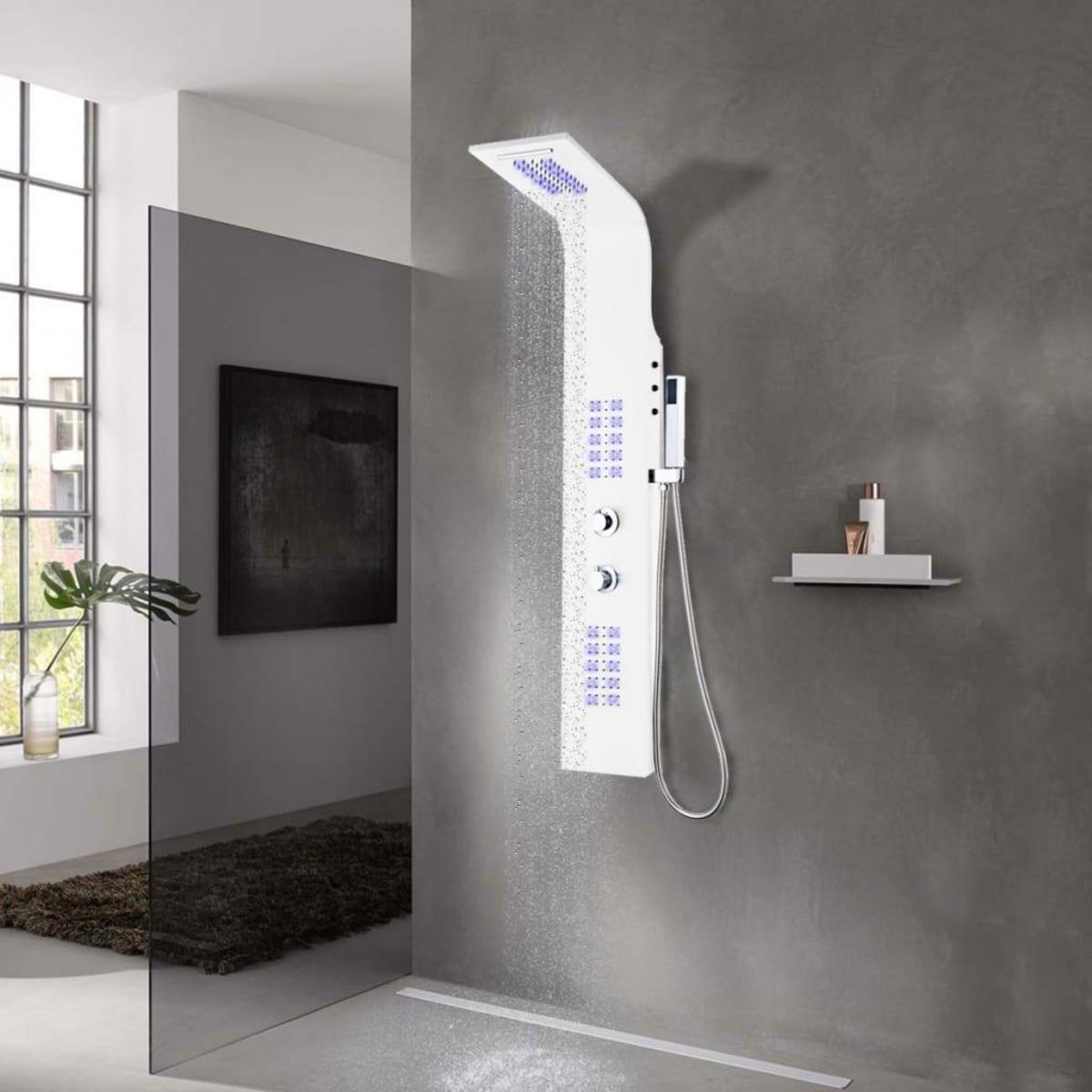 VIDAXL Panneau de douche Aluminium 20 x 44 x 130 cm Blanc