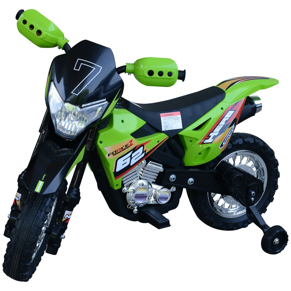 HOMCOM Motocross électrique 35 W enfant 3 à 6 ans dim. 109L x 52,5l x 70,5H cm roulettes amovibles vert