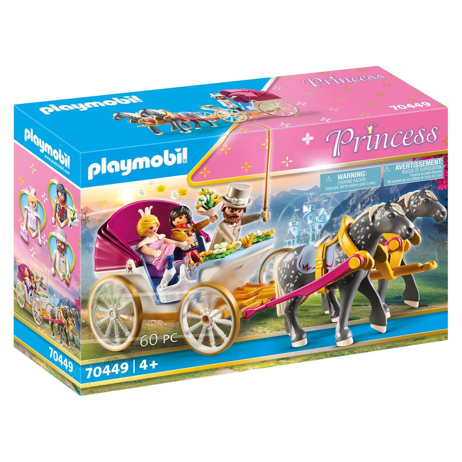 PLAYMOBIL 70449 - Princess - Calèche et couple royal pas cher 