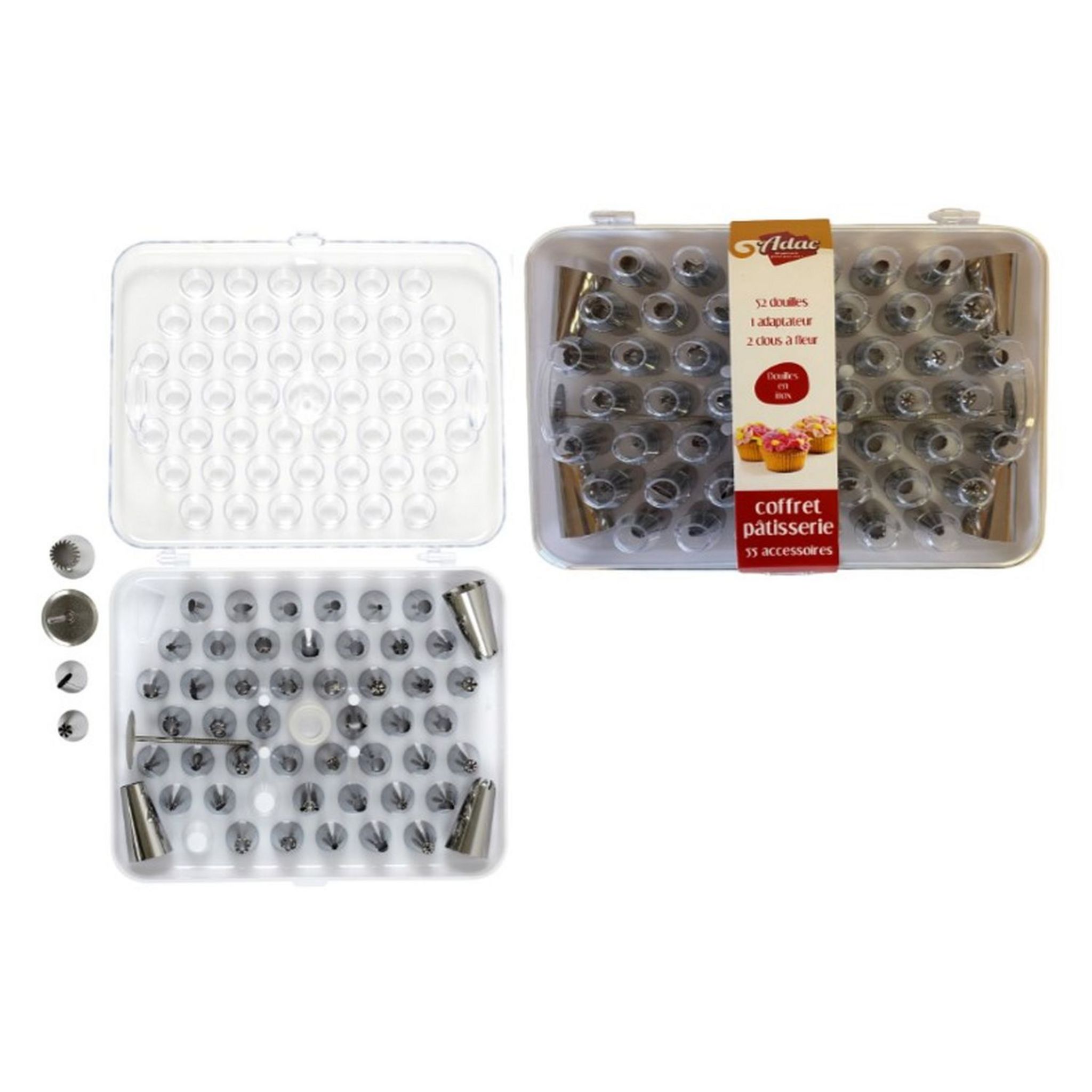 Coffret pâtisserie 52 douilles inox + 3 accessoires de décoration