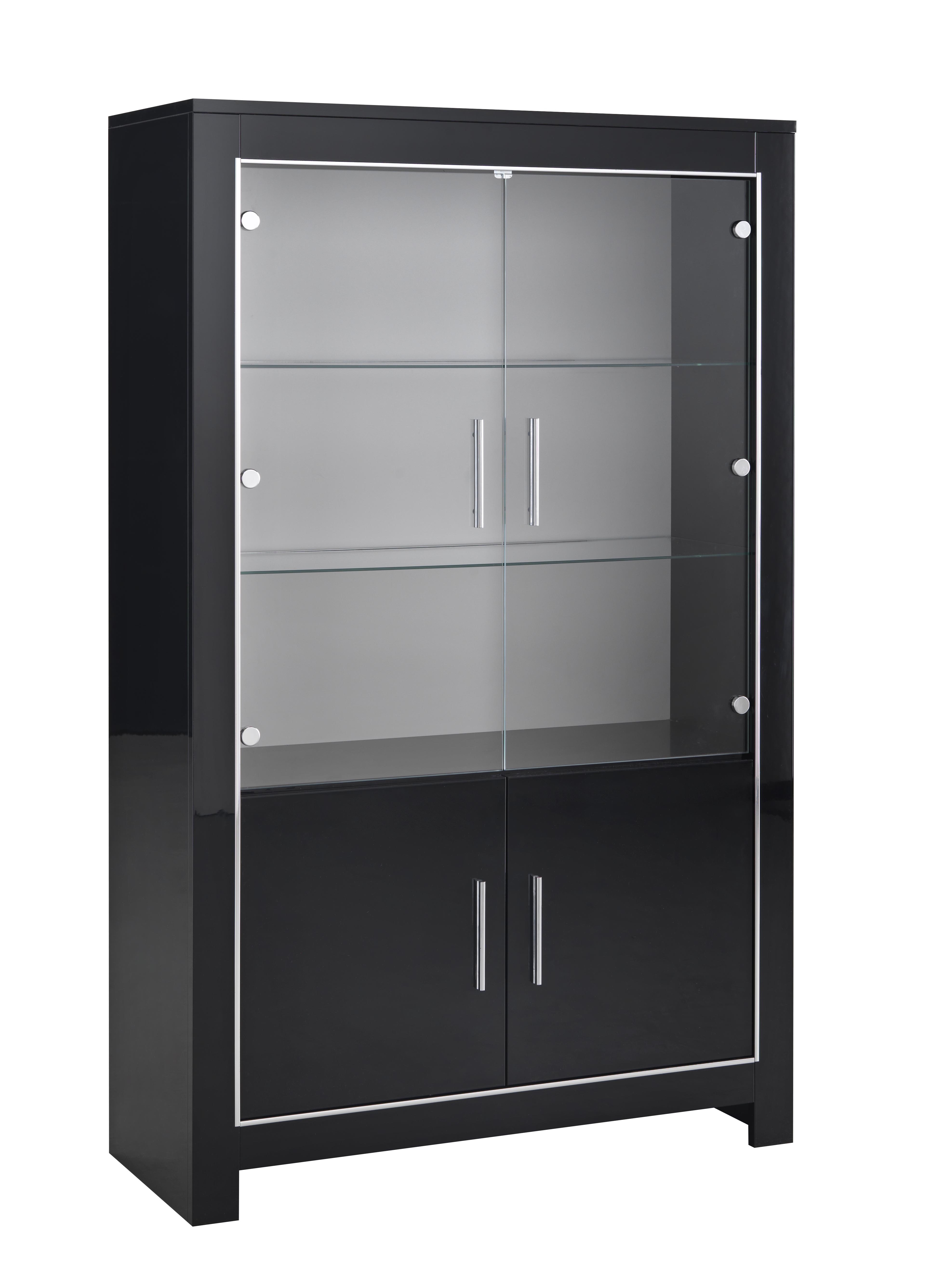 Vitrine 1 porte design blanc laqué avec luminaire - Atract H125