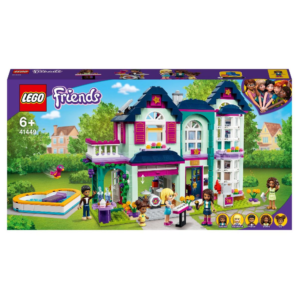 LEGO Friends 41449 La Maison Familiale d’Andréa, Jouet avec la Maison  de Poupées pas cher 