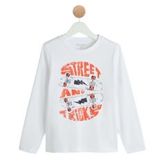 IN EXTENSO T-shirt manches longues skateboard garçon (blanc)