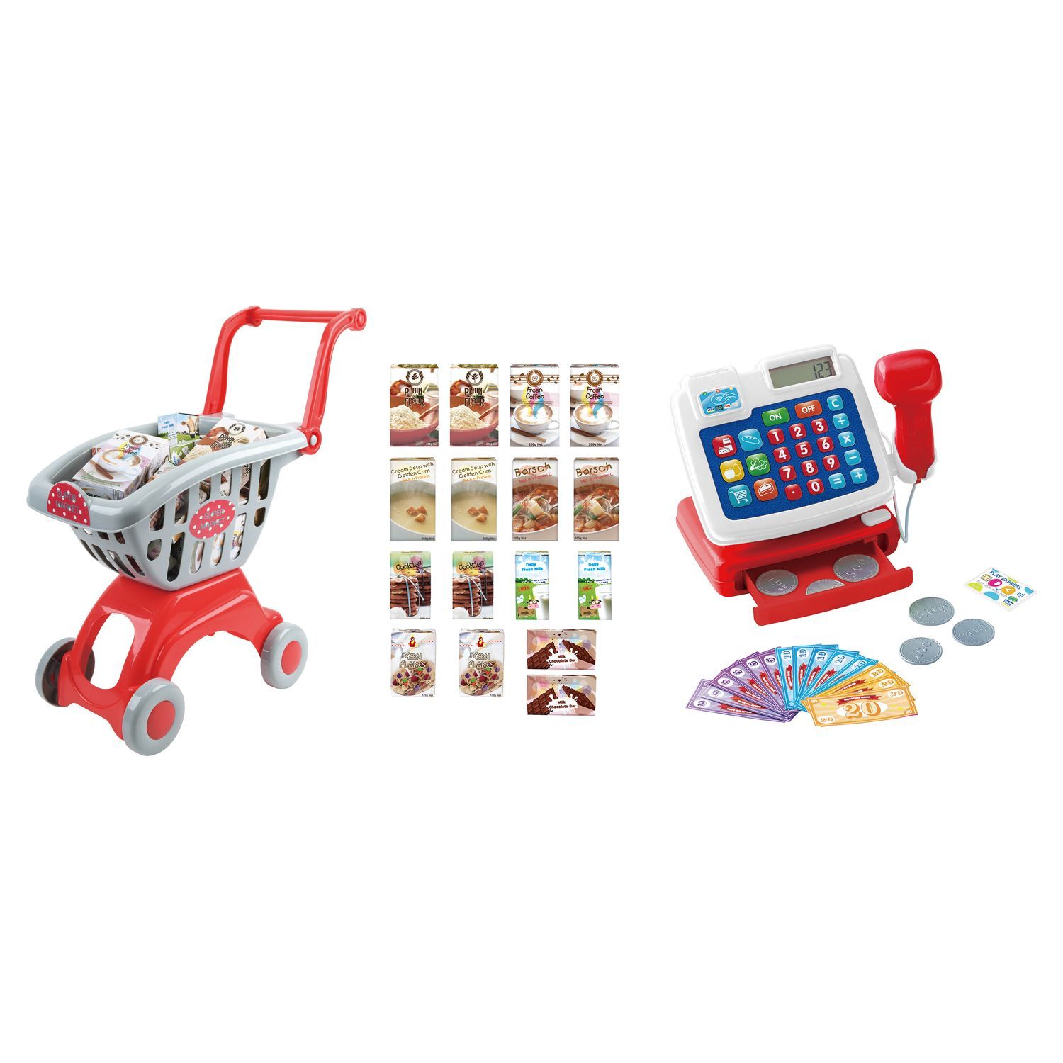 Smoby - Supermarché Maxi avec Panier- Caisse enregistreuse, Zone d