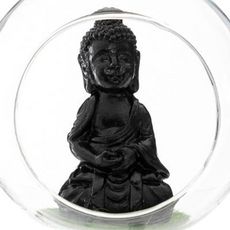 Boule en Verre Suspendue  Bouddha  10cm Transparent