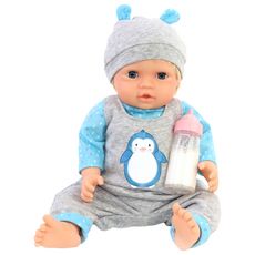 Mon véritable bébé 43 cm - pyjama pingouin gris et bleu