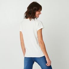 IN EXTENSO T-shirt manches courtes blanc imprimé à sequins femme (Ecru)