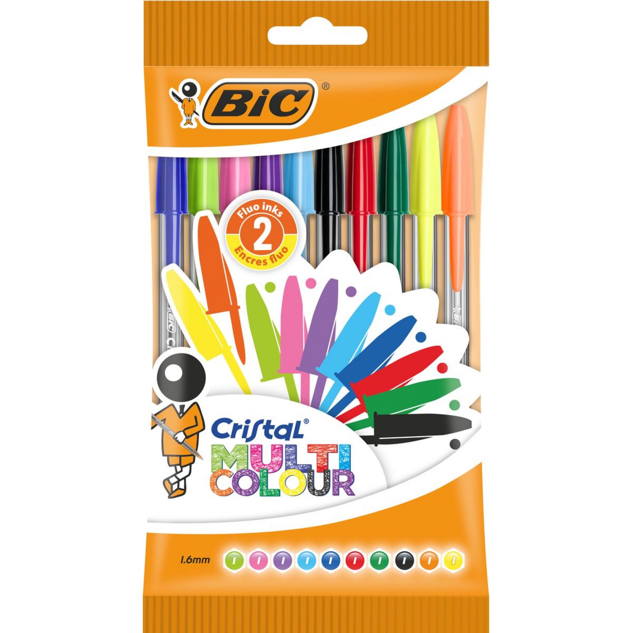 BIC Cristal - 10 Stylos à bille - noir, rouge, bleu, vert Pas Cher