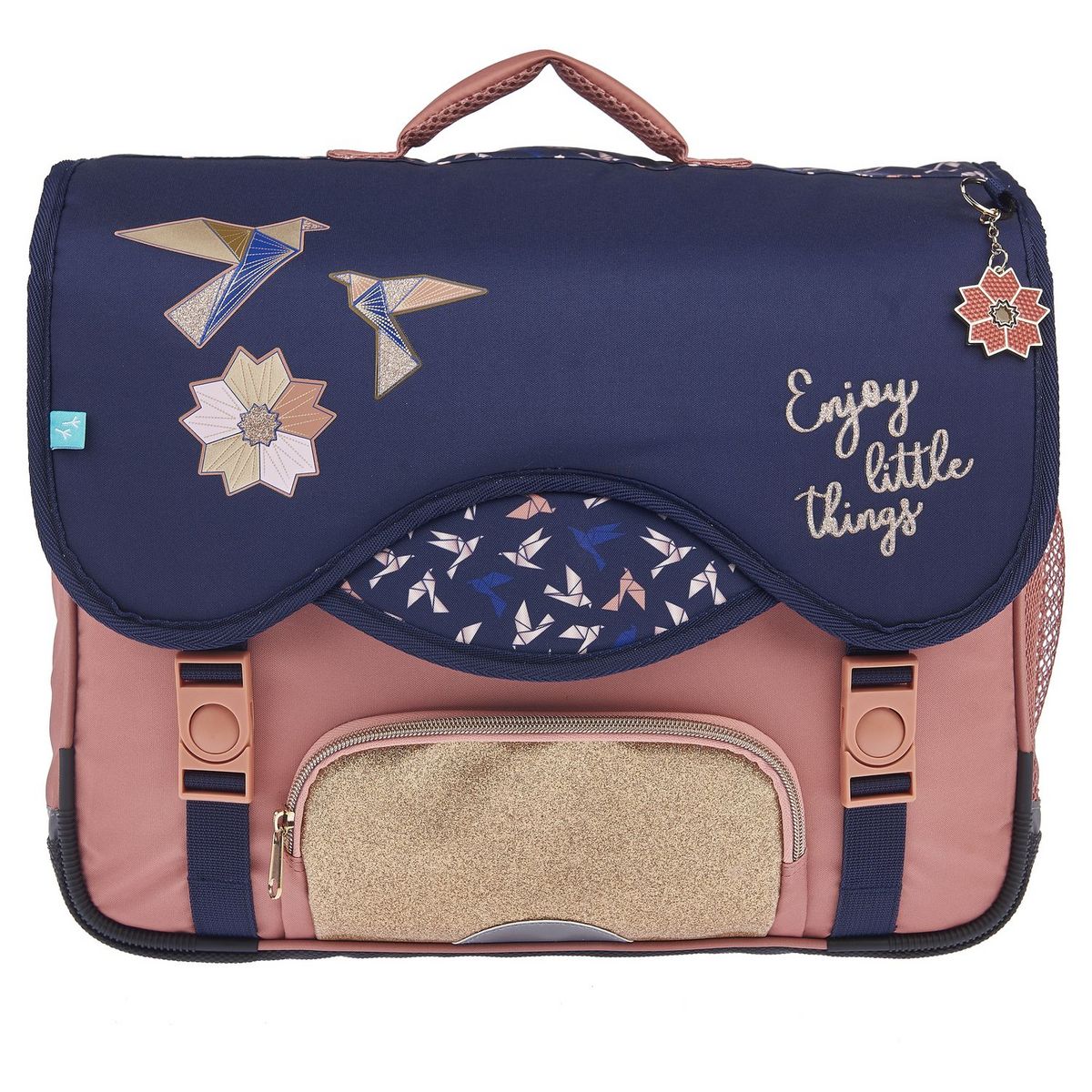 Cartable 41 cm rose et bleu ORIGAMI PARTY