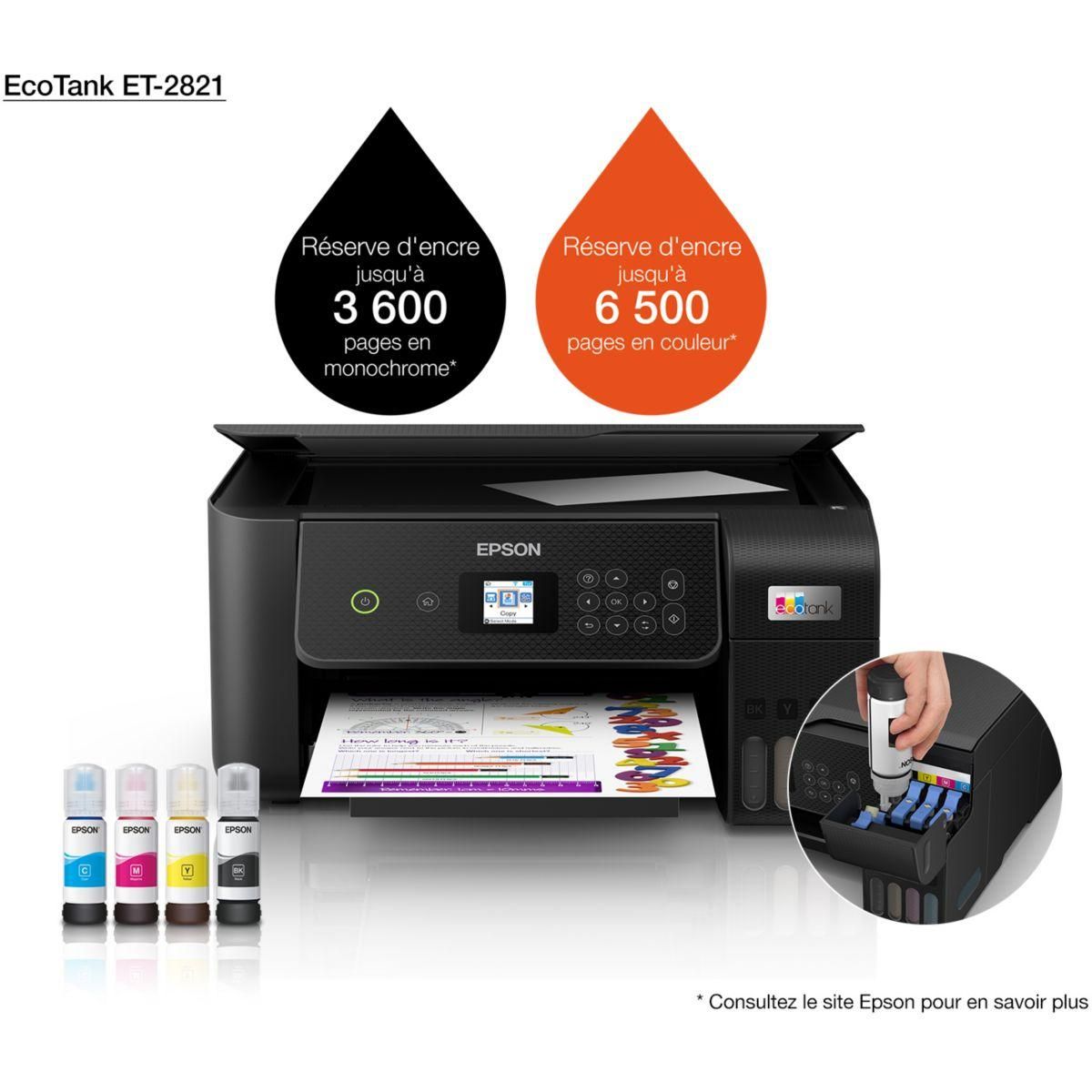 Pack EPSON : Imprimante Multifonction - EcoTank ET-2721 - Jet d'encre +  Ramette papier 500 feuilles - Cdiscount Informatique