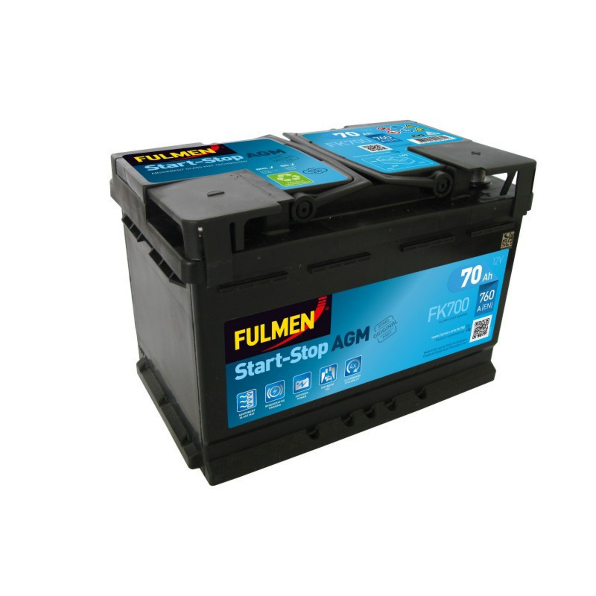 FULMEN - Batterie voiture Start & Stop 12V 70AH 760A (n°FK700