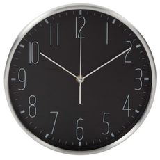 Perel Horloge murale 25 cm Noir et argente