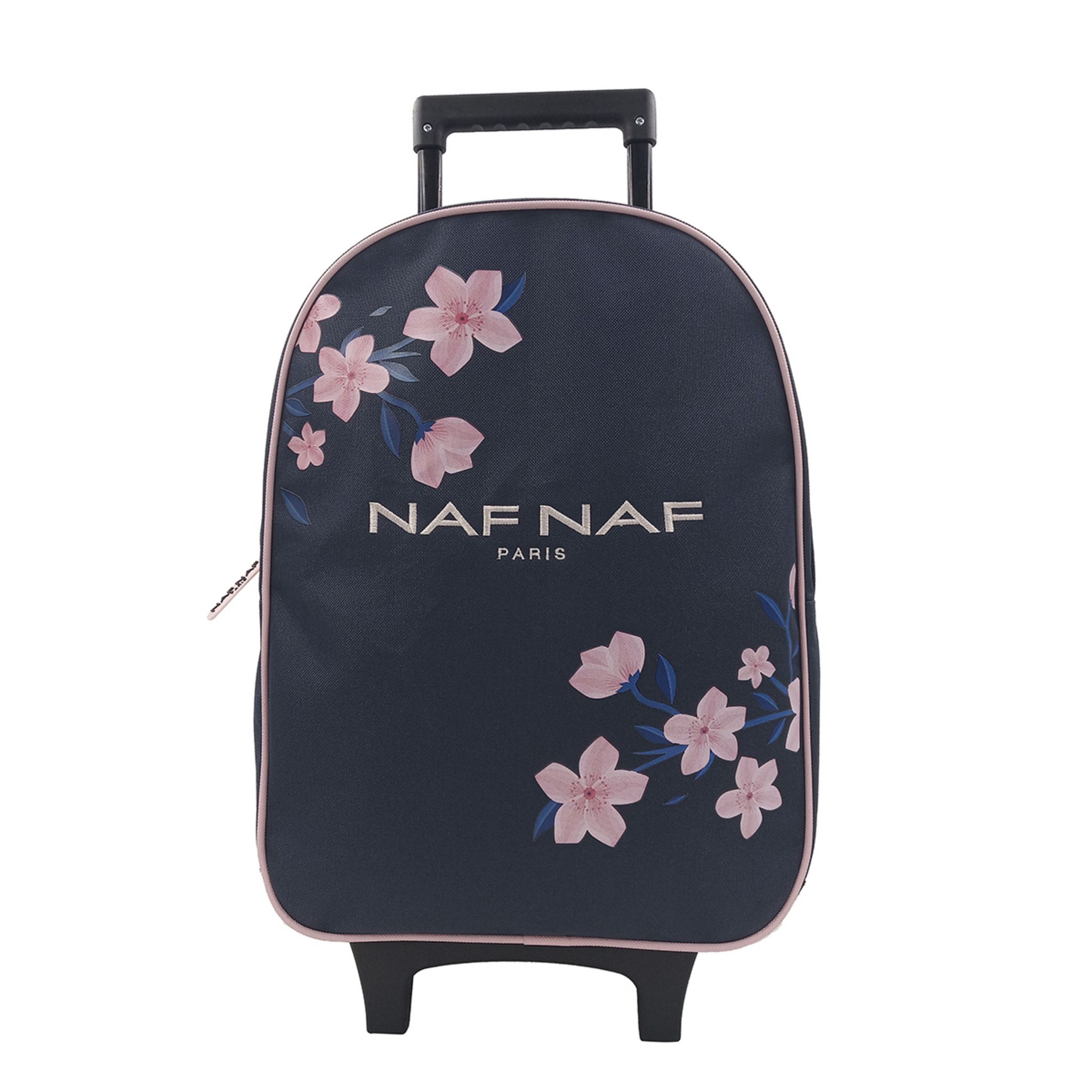 Sac dos roulettes bleu motif fleurs