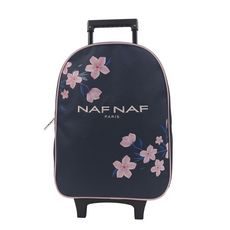 Naf Naf Sac à dos à roulettes bleu motif fleurs