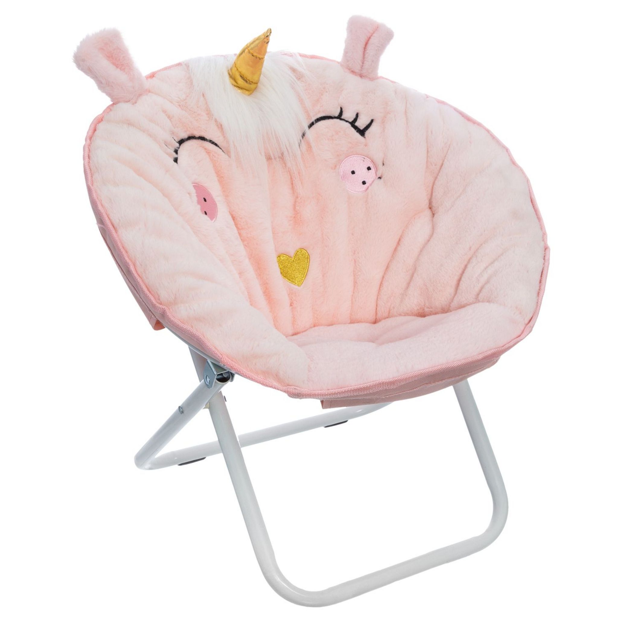 Atmosphera Kids Fauteuil loveuse enfant pliante Licorne - L. 50 x H. 50 cm  - Rose pas cher 