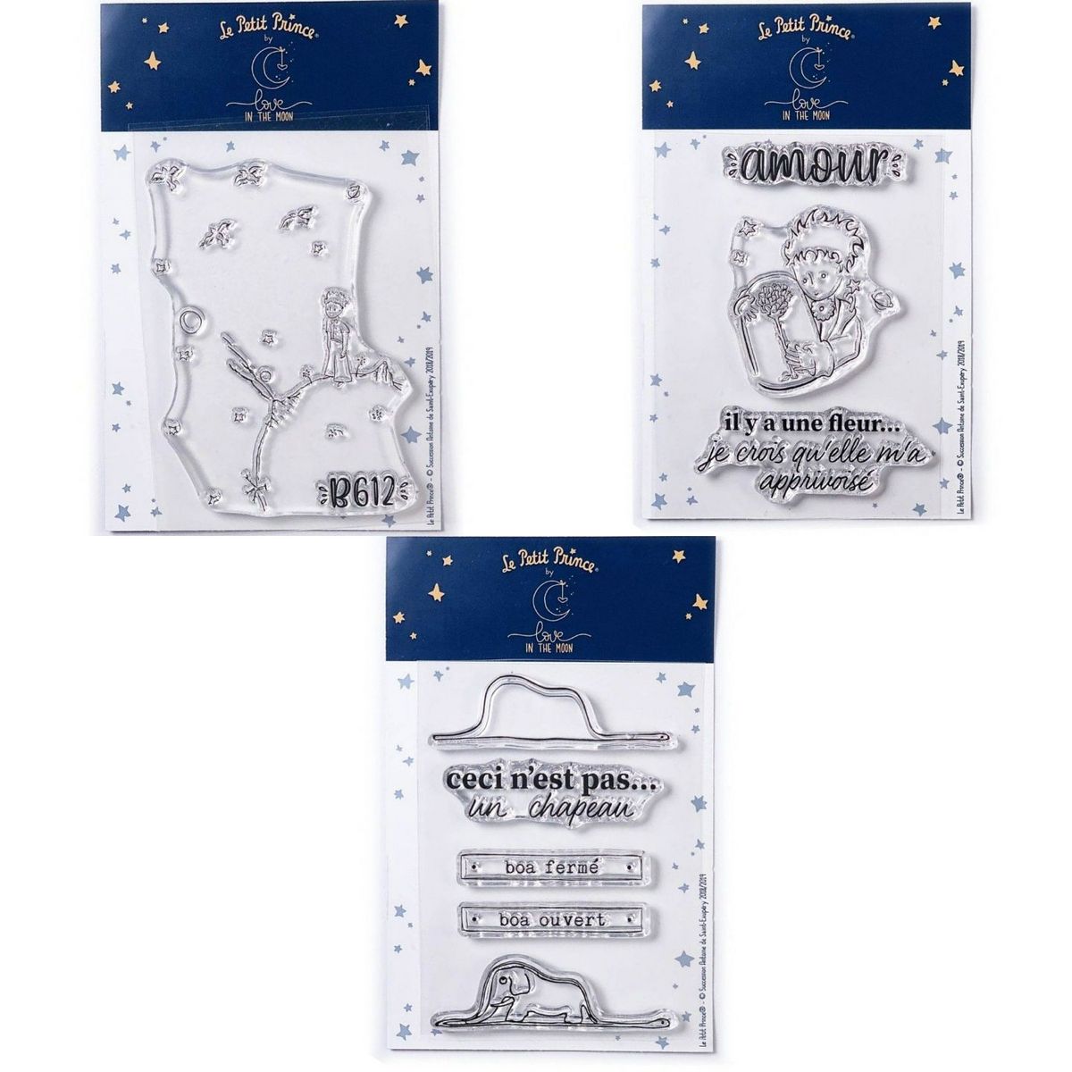 Youdoit 9 Tampons transparents Le Petit Prince et Astéroïd + Fleur + Boa Eléphant