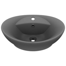 Lavabo ovale a trop-plein Gris fonce mat 58,5x39 cm Ceramique
