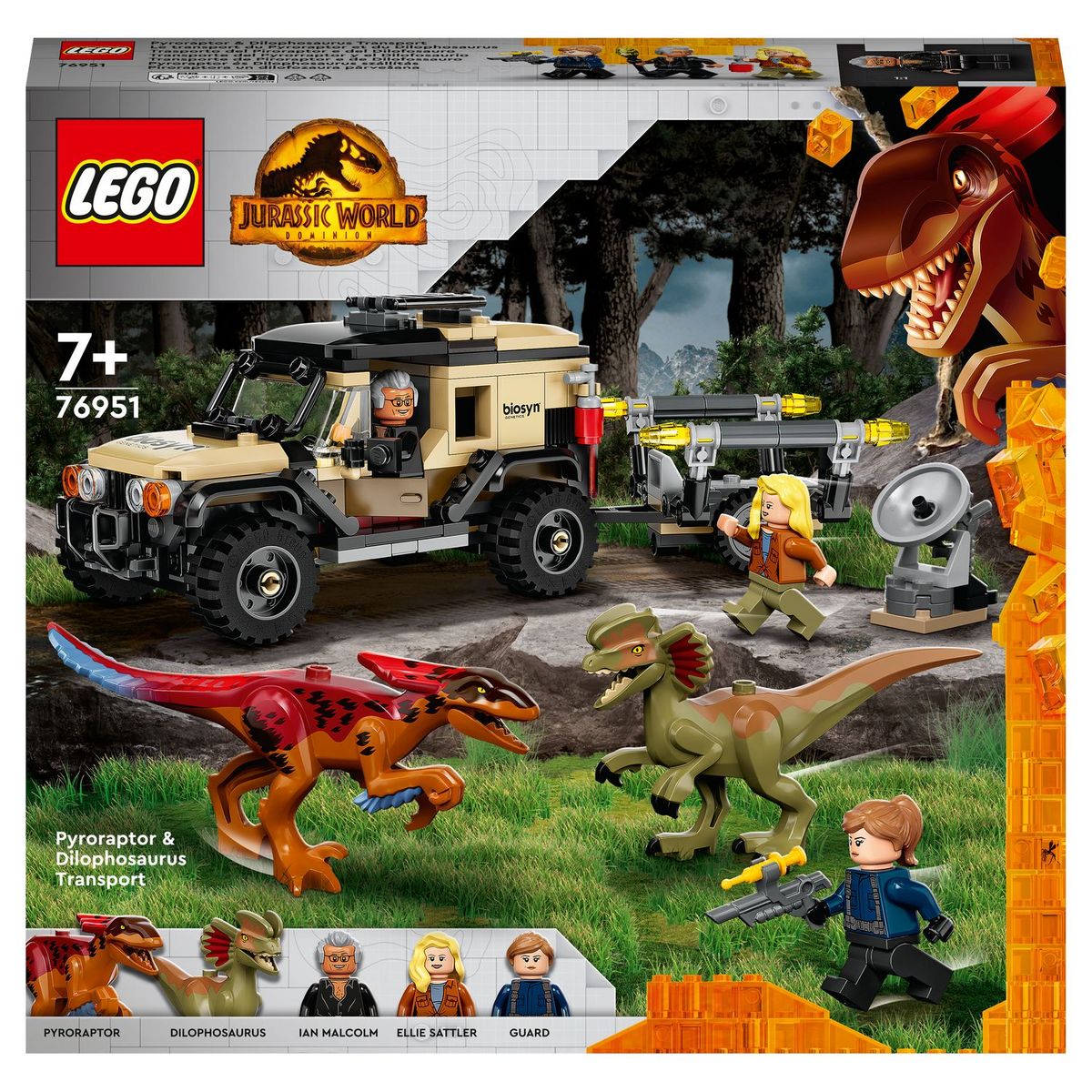 LEGO Jurassic World 76951 Le Transport du Pyroraptor et du Dilophosaurus,  Jouet pas cher 