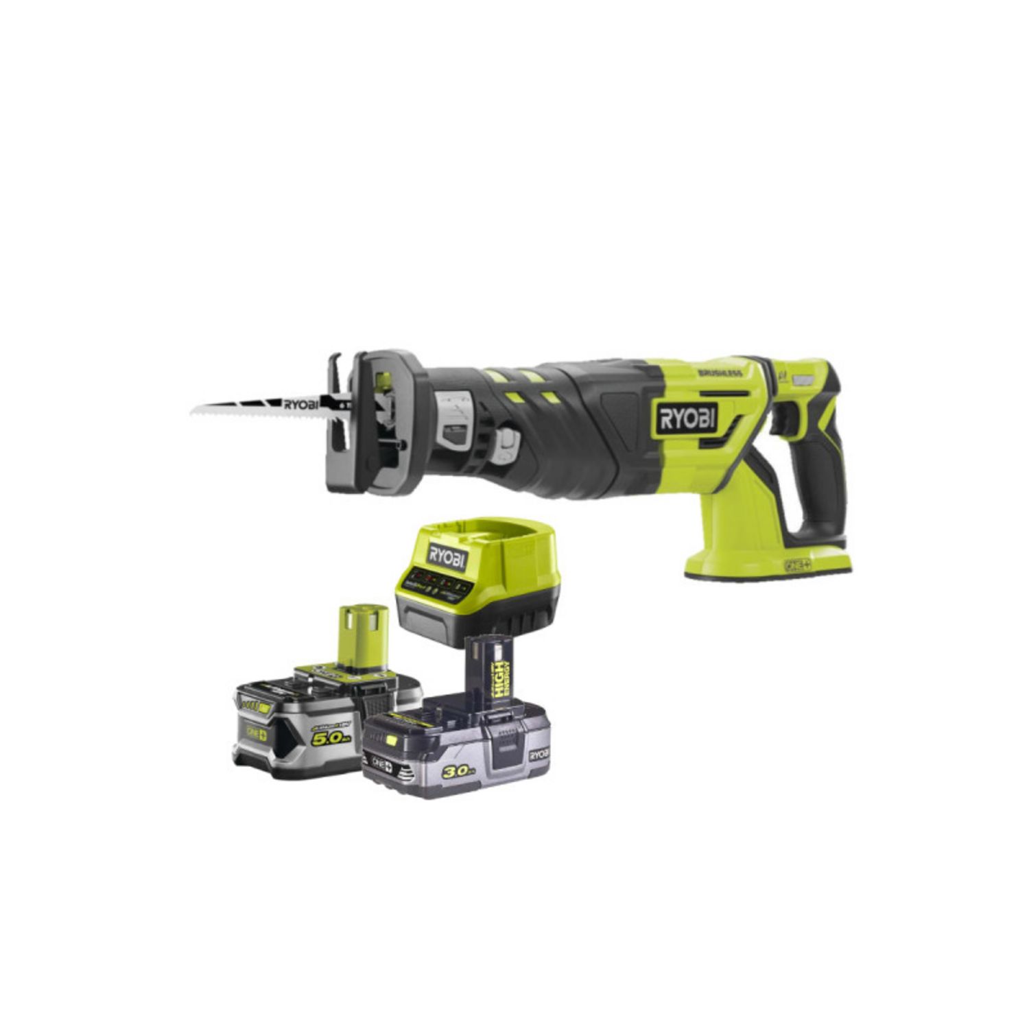 Ryobi Pack RYOBI Scie sabre Brushless 18V OnePlus R18RS7-0 - 1 Batterie  3.0Ah High Energy - 1 Batterie 5. pas cher 