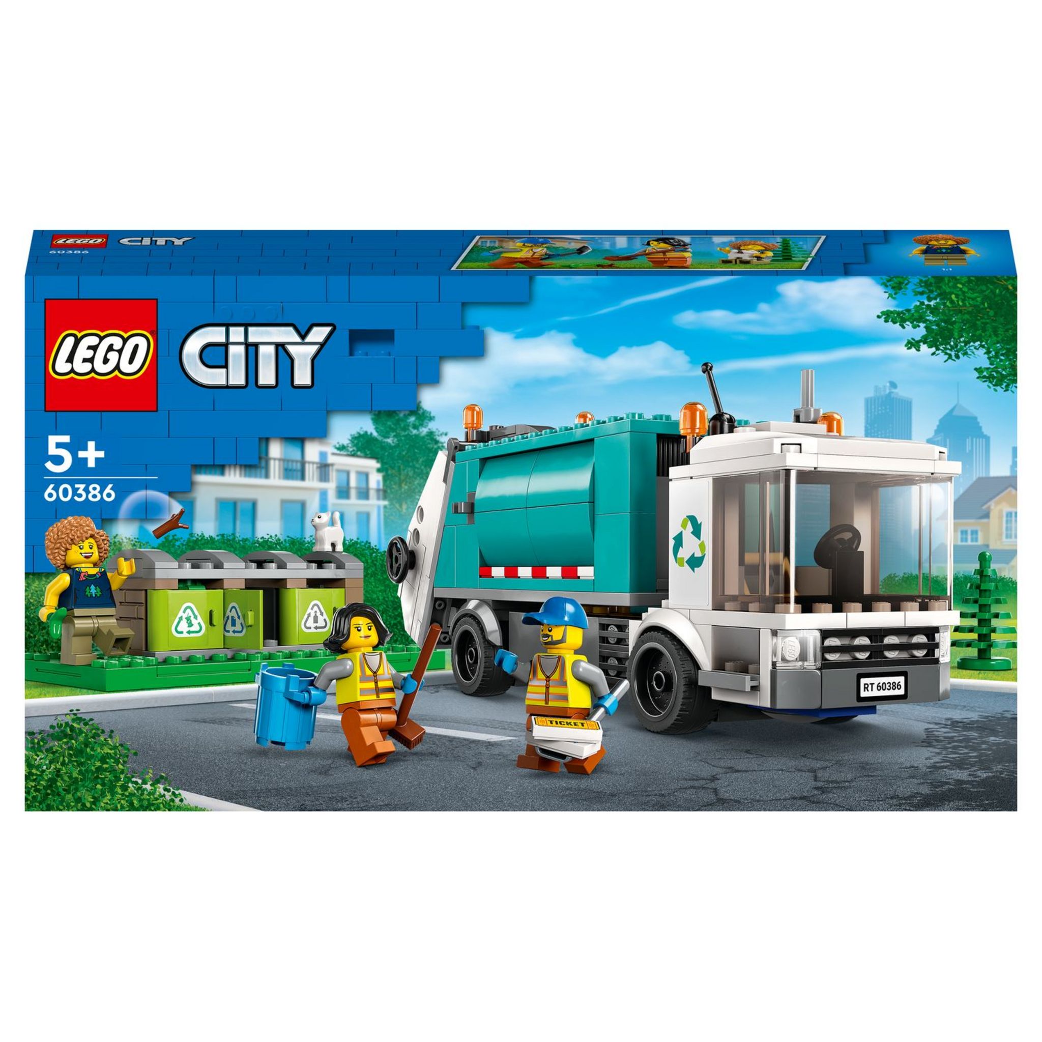 LEGO City 60386 Le camion de recyclage, Jouet Camion-Poubelle