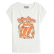 T-shirt manches courtes blanc femme Rolling Stones. Coloris disponibles : Ecru
