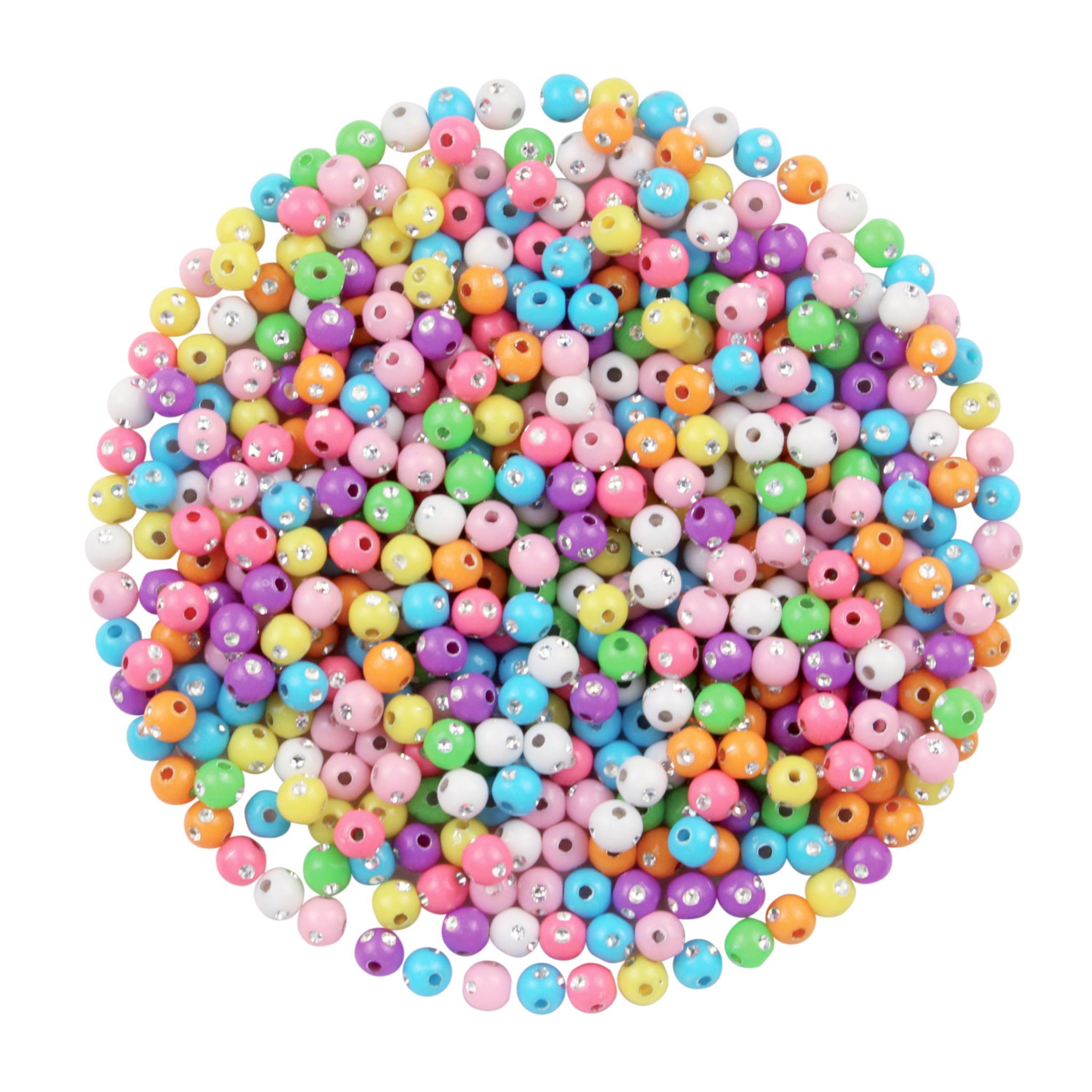 Perles pour enfant strass rondes 1 cm 64 pièces - MegaCrea DIY ref 1525