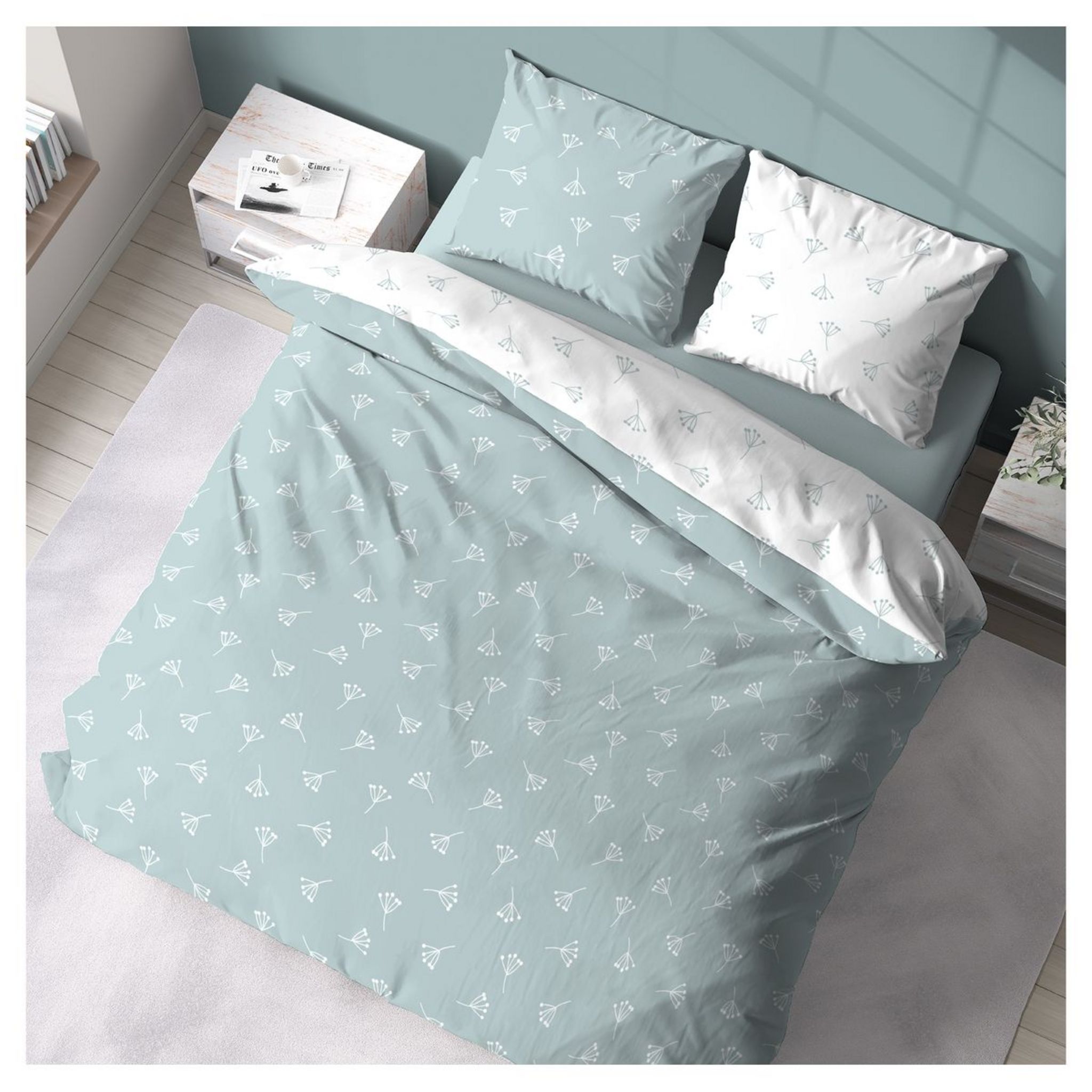 Housse de couette 57 fils Polaire 240x220 + 2 Taies 63x63 - Ligne