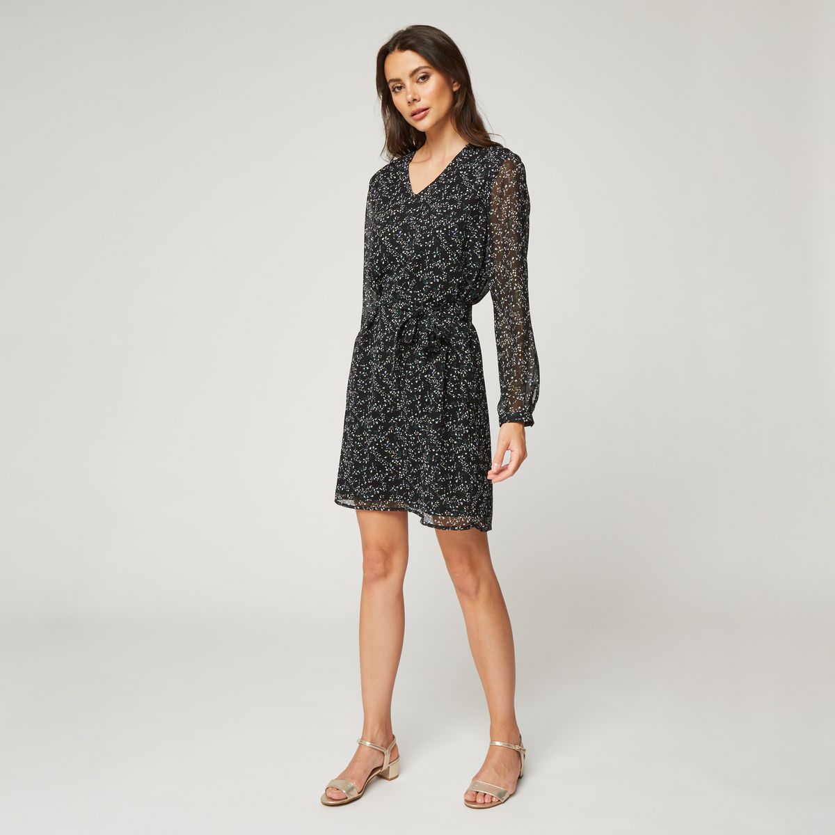 IN EXTENSO Robe manches longues à fleurs femme pas cher à prix Auchan