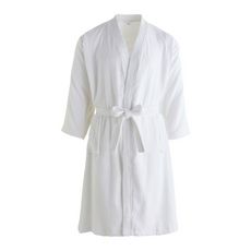Peignoir kimono uni en coton 300gsm (Blanc)